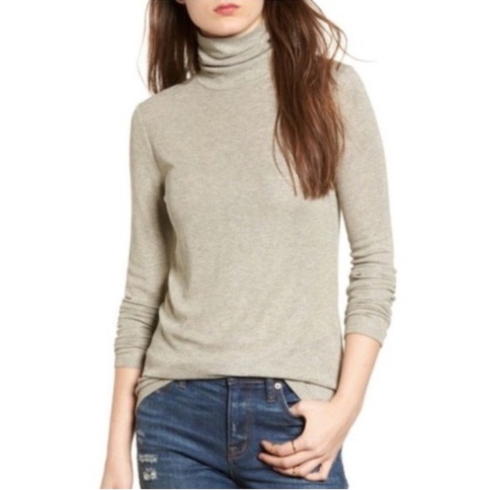 NEW Madewell Night Sparkle Turtleneck Long Sleeve Silver Shimmer Glitter XS